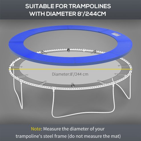 HOMCOM 244cm Trampoline Pad Pads Replacement Trampoline Accessories Safety Surround Pads Padding - 8ft Blue