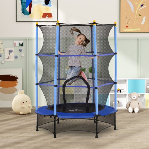 HOMCOM 4.6FT Kids Trampoline with Safety Enclosure, 55