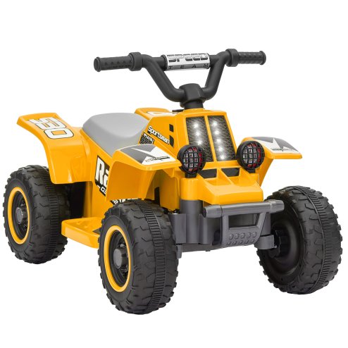 AIYAPLAY 6V Electric Car for Kids, Battery Powered Kids ATV, Quad Bike with Forward Backward, LED Headlights, for Ages 18-36 Months, Yellow