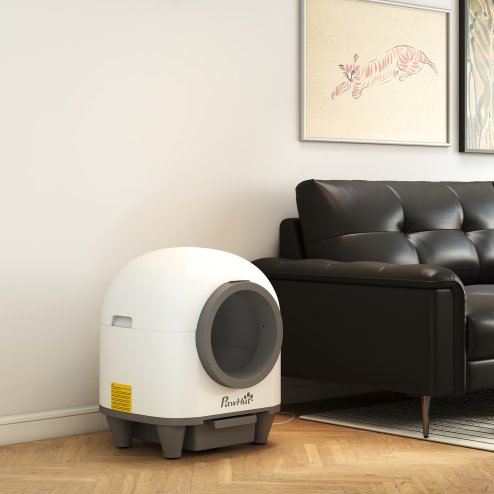 PawHut Self Cleaning Cat Litter Tray, 80L Extra Large Automatic Cat Litter Box with APP Control, Safety Protection, Odor Removal, Kitten Smart Toilet with Rubbish Bag for Multiple Kittens