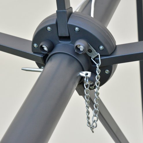 Outsunny 4.4m Double-Sided Sun Umbrella Garden Parasol Patio Sun Shade Outdoor with LED Solar Light, NO BASE INCLUDED, Cream White