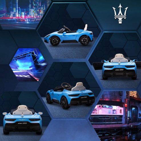 AIYAPLAY Maserati MC20 Licensed 12V Electric Car for Kids with Remote Control, Kids' Electric Ride on with Slow Start, LED Lights, Music, Horn, Spring Suspension, for 3-6 Years, Blue