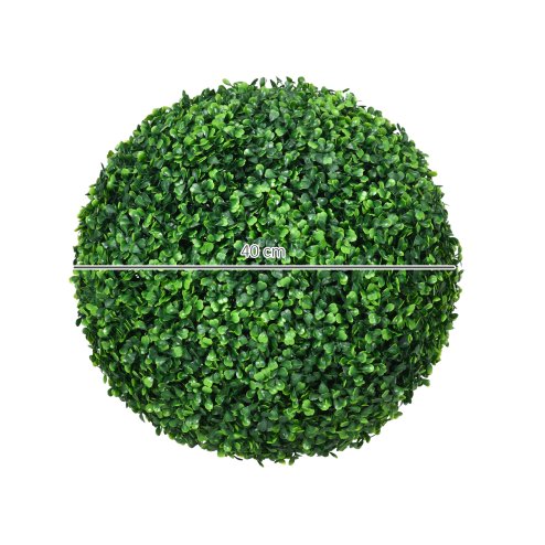 HOMCOM Set of 2 Artificial Topiary Balls, 40cm Faux Boxwood Balls, Hanging Decoration for Home, Indoor, Outdoor, Green