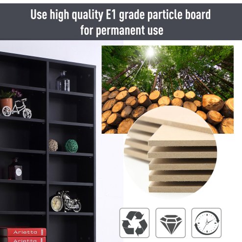 HOMCOM 1116 CD/ 528 DVD Storage Shelf Rack Media Storage Unit Shelves Racks Wooden Display Unit with 10 Adjustable Shelves