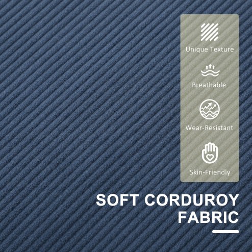 HOMCOM 2 Seater Sofa with Storage, Compact Loveseat Sofa with Solid Wood Legs, Corduroy Small sofa Settee for Living Room, Bedroom, Home Office, 117 x 63 x 79cm, Blue