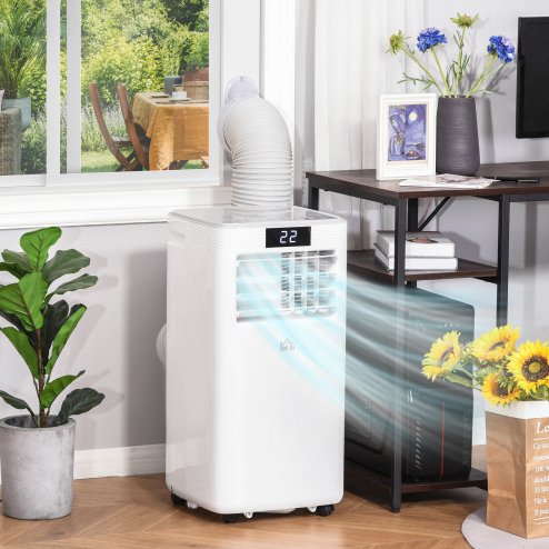 HOMCOM 8000 BTU Air Conditioning Unit, 2.3KW 3-in-1 Portable Air Conditioner, Dehumidifier, Cooling Fan with Remote Control, Digital Display, 2 Speeds, 24H Timer, Window Venting Kit, 18m²