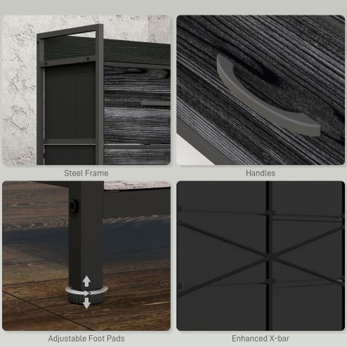 HOMCOM Bedroom Chest of Drawers, Fabric Dresser with 6 Drawers, Storage Organiser Unit with Open Shelf and Metal Frame for Living Room, Entryway