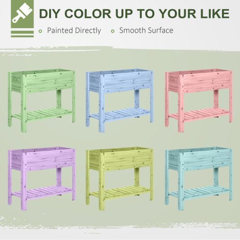 Outsunny Wooden Raised Garden Bed Plant Stand Outdoor Tall Flower Bed Box with Clapboard, Nature Wood Color 100 x 40 x 84cm