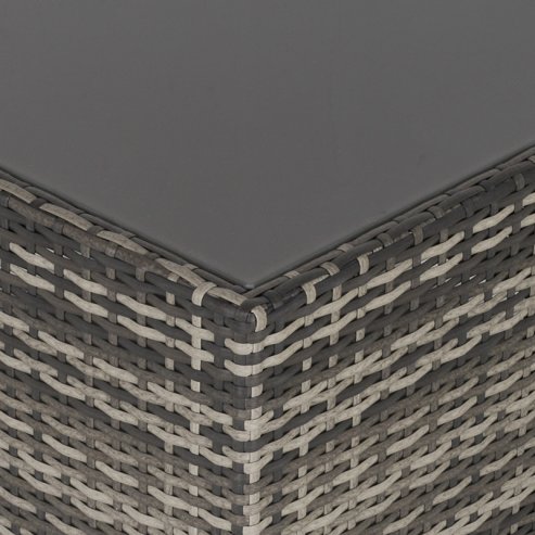 Outsunny Rattan Garden Coffee Table, 65 cm Square Garden Rattan Table with Tempered Glass Top, All-Weather Wicker Bistro Outdoor Furniture for Patio, Balcony, Porch, Deep Grey