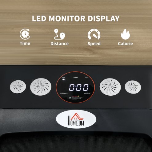 HOMCOM Walking Pad Treadmill, Folding Treadmill for Home, 1-8km/h Under Desk Running Machine with Low Noise 1.5HP, LED Display, Wheels and Remote Control, for Gym Office Fitness Training, Blue