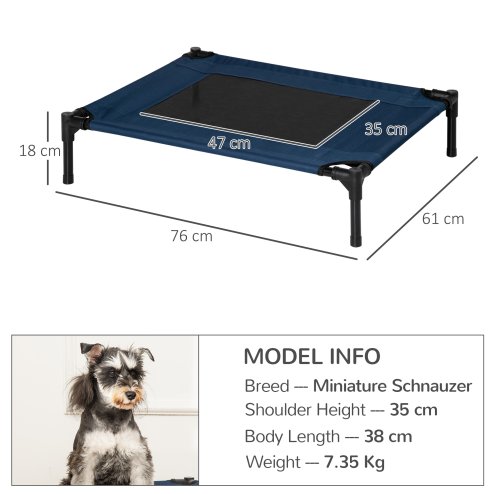 PawHut Raised Dog Bed Cat Elevated Lifted Puppy Pet Elevated Cot Portable Camping Basket - Blue (Medium)