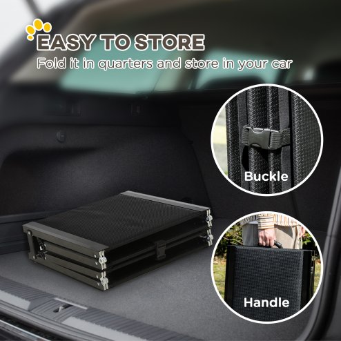 PawHut Folding Dog Ramp for Car for Extra Large Dogs, Portable Pet Ramp with Non-slip Surface, Aluminium Alloy Frame