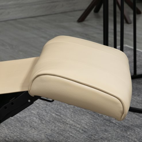 HOMCOM Manual Recliner Chair Armchair Sofa with Faux Leather Upholstered Wooden Base for Living Room Bedroom, Cream White