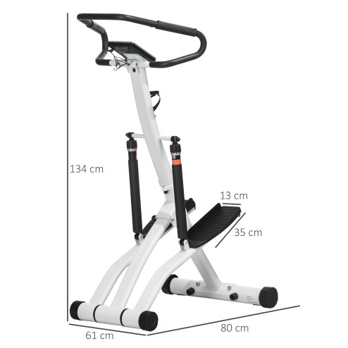 SPORTNOW Foldable Stepper Machine with 12-Level Hydraulic Resistance, Step Machine Exerciser with LCD Monitor and Drink Holder, for Home Fitness Workout, White and Black