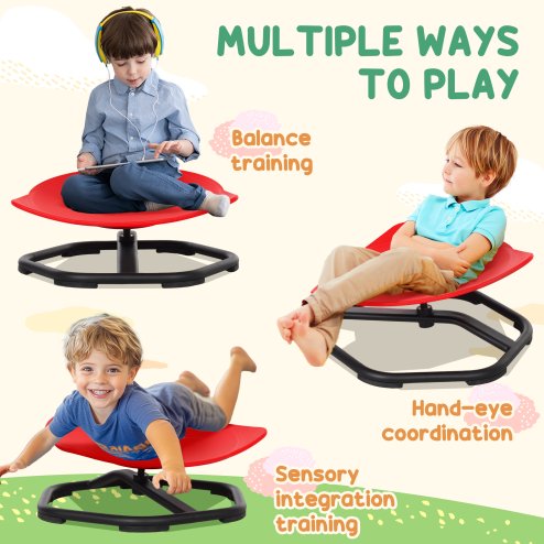 AIYAPLAY Sensory Spinning Chair, Kids Swivel Chair for Coordination, Balance, Red