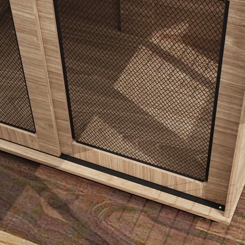 PawHut Dog Crate Furniture, Dog Cage End Table with Sliding Door, Pet Kennel for Medium Breeds, 80 x 58.5 x 63cm, Walnut Brown
