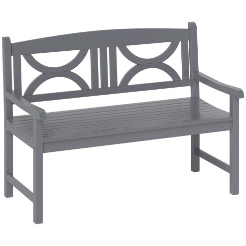 Outsunny 2-Seater Chair, Wooden Garden Bench, Outdoor Patio Loveseat for Porch, Grey