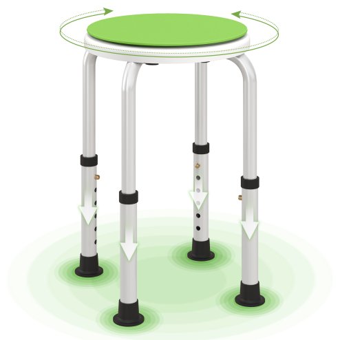 HOMCOM 360 Swivel Seat Bath Shower Stool, Adjustable Height Shower Chair with Aluminium Frame Non-Slip Feet Chair Safe Support Home Assistance