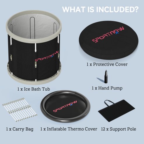 SPORTNOW Ice Bath Tub Outdoor, 210L Portable Cold Water Therapy Tub, Recovery Cold Plunge Pool with Lid, Cover, Carry Bag for Athletes, Black