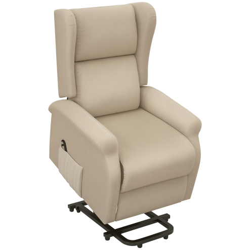 HOMCOM Power Lift Recliner Armchair, Electric Lift Chair for Elderly, Fabric Riser and Reclining Chair with Remote Control, Side Pockets, Extended Footrest, for Living Room, Beige
