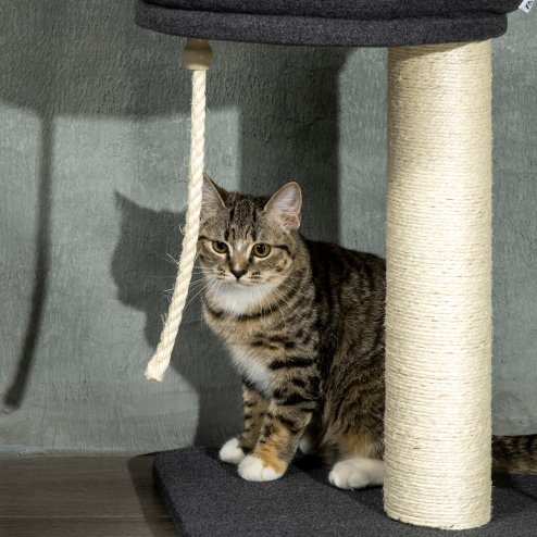 PawHut Floor To Ceiling Cat Tree, 5 Tier Height Adjustable Cat Climbing Tower with Scratching Post, Hammock, Bed for Indoor Cats, 240-270cm, Black