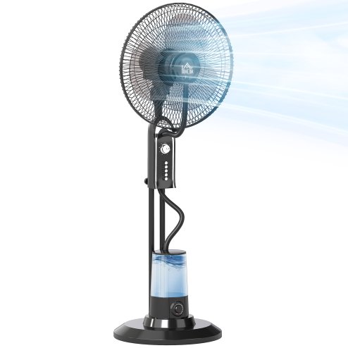 HOMCOM Pedestal Fan with Water Mist Spray, Spray Misting Fan with 70° Oscillation, Tilt Head, 4 Speeds, 3 Modes, Adjustable Mist, 3.2L Water Tank, for Home, 120 cm