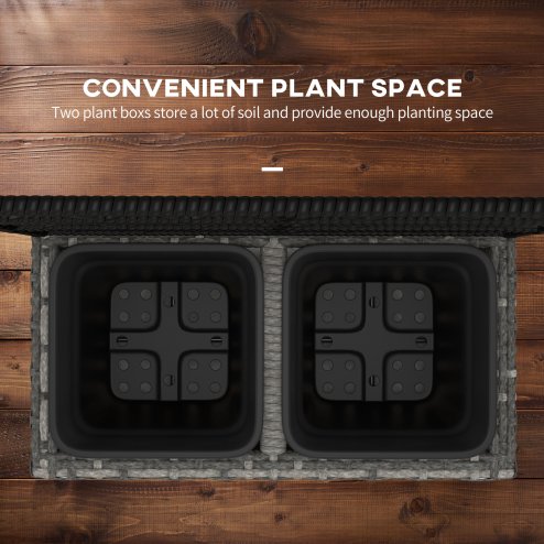 Outsunny 22 L Rattan Planter with Trellis, Freestanding Raised Beds for Garden with Two Plant Boxes, Outdoor Planter for Climbing Plants, Flowers, 57 x 30 x 107 cm, Mixed Grey