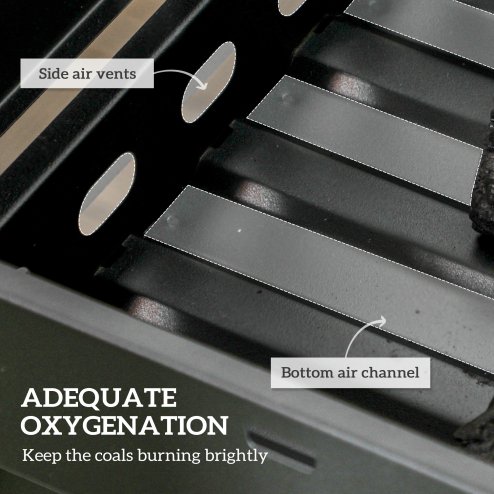 Outsunny Portable Charcoal Grill with Pull-Out Charcoal Basin, Folding Tabletop Barbecue, Compact Camping BBQ, Galvanised Metal, 73 x 20 x 35 cm, Black