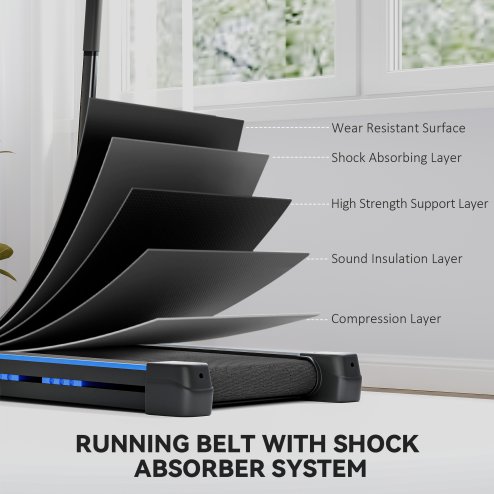 HOMCOM Folding Treadmill Walking Pad, 2 in 1 Treadmill Walking Machine, with Remote Control and LCD Display, 1-6km/h for Home Gym Office, Blue