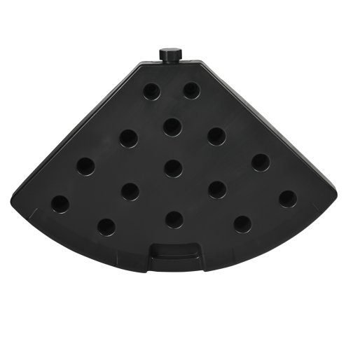 Outsunny 4PCs Parasol Bases, Patio Umbrella Weights for Parasol, Wicker Effect HDPE Water and Sand Filled Garden Umbrella Base with Built-in Handles, Black