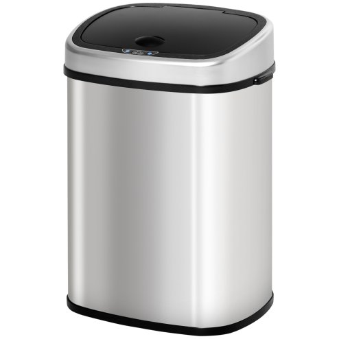 HOMCOM Stainless Steel Kitchen Sensor Dustbin Automatic Touchless Rubbish Garbage Waste Bin Silver