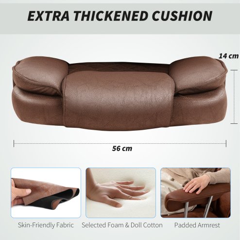 HOMCOM Executive Office Chair, Leathaire Reclining Computer Desk Chair with Lumbar Support Pillow, Built-in Headrest, High Back, Footrest, Silent Swivel Wheels, Armrest for Home, Dark Brown