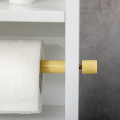 kleankin Slim Bathroom Storage Cabinet with 2 Open Shelves and Toilet Paper Roll Holder, Freestanding Bathroom Storage Unit with Adjustable Shelf, 23 x 18 x 100 cm, White