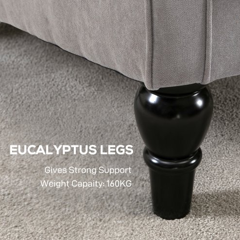 HOMCOM Retro Accent Chair, Linen Wingback Armchair with Wood Frame Button Tufted Design for Living Room Bedroom, Grey