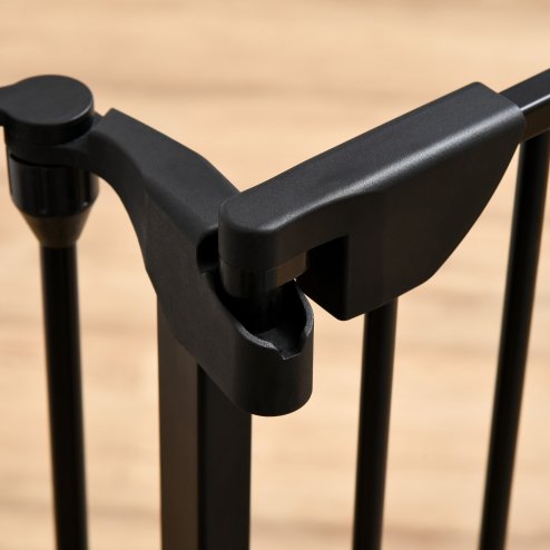 PawHut Pet Safety Gate, 5 Panels Playpen Fireplace, Metal Fence, Stair Barrier, Room Divider w/ Walk-Through Door - Black