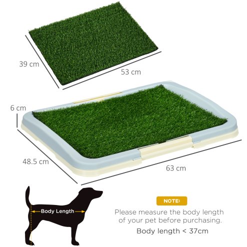 PawHut Dog Toilet, Puppy Training Pad Indoor, Portable Puppy Pad with Artificial Grass, Grid Panel, Tray, 63 x 48.5cm