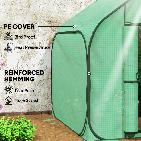 Outsunny Mini Pop Up Greenhouse with Reinforced PE Cover, Foldable Small Greenhouse with Zipper Door for Indoor Outdoor, 150 x 148 x 148 cm, Green