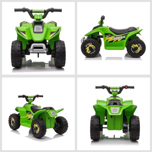 HOMCOM 6V Kids Electric Ride on Car All Terrain Vehicle Toy Quad Bike w/ Forward Reverse Functions Toddlers for 18-36 Months Old Green