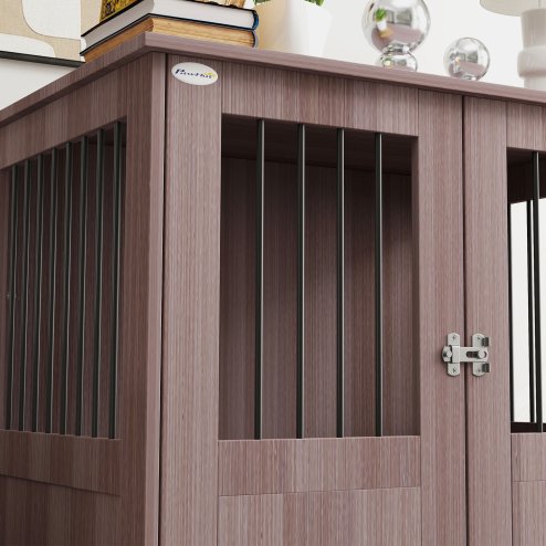 PawHut Dog Crate Furniture End Table, Pet Kennel for Small and Medium Dogs with Magnetic Door Indoor Animal Cage, Purple, 85 x 55 x 75 cm