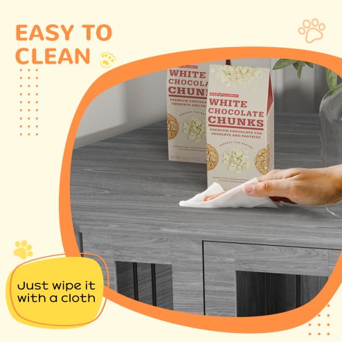 PawHut Dog Crate Furniture, Side Table Dog Kennel with Cushion, Large Door, for Medium Dogs - Grey