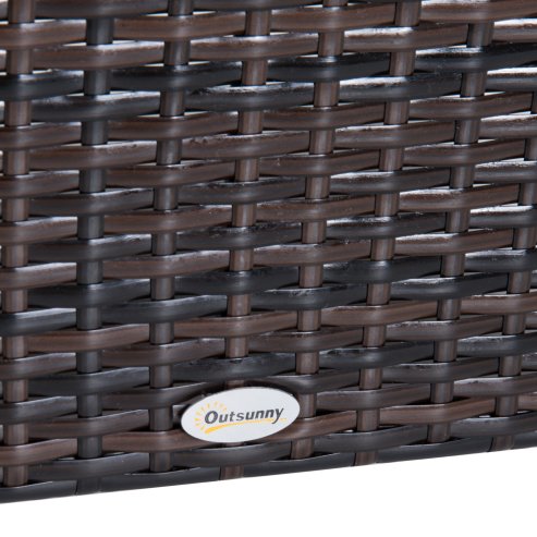 Outsunny Rattan Footstool Wicker Ottoman with Padded Seat Cushion Outdoor Patio Furniture for Garden Poolside Living Room, 50 x 50 x 35 cm, Brown