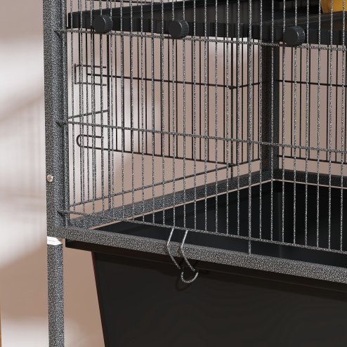 PawHut 5 Levels Rabbit Cage, Rolling Rat Cage with Slide Out 16cm Deep Tray, Non Slip Cloth Covered Ramps, Hammock, for Bunny, Pet Mink, Chinchillas, Squirrel, 88 x 48 x 150.5cm, Dark Grey