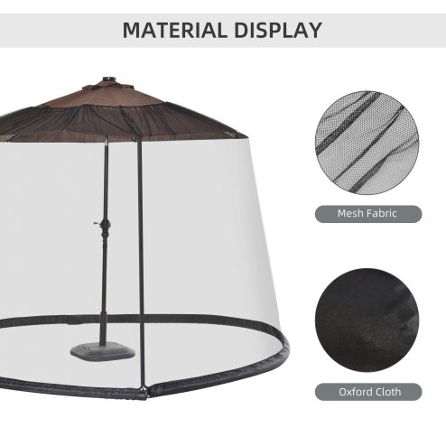 Outsunny Outdoor Garden Umbrella Table Screen, 2.3 m Parasol Bug Mosquito Net Cover with Zipped Door, Patio Mosquito Netting Cover with Water Fillable Tube at Base, Black