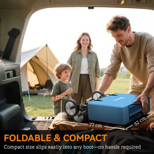 Outsunny 90L Festival Trolley on Wheels, Folding Camping Trolley Cart with Adjustable Handle, Portable for Outdoor, Garden, Shopping, Fishing, Blue