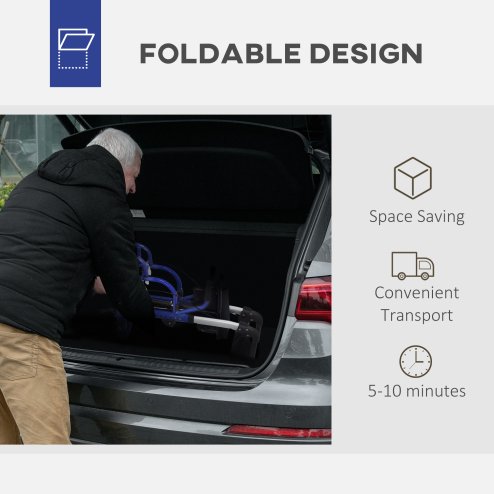 HOMCOM 2 in 1 Wheelchair Transport Chair & Folding Rollator Walker with Seat, Backrest, Footrest, Lightweight Walking Frame with Bag, Adjustable Height, 4 Wheeled Walker for Seniors