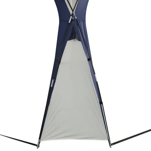 Outsunny 3.5 x 3.5M 6-8 Person Camping Gazebo, Outdoor Event Shelter Dome Tent Garden Sun Shelter Patio Spire Arc Pavilion Camp Sun Shade, Cream and Blue