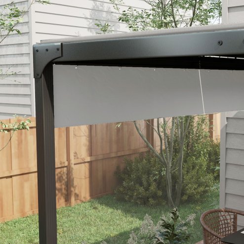 Outsunny 2 Pack Pergola Gazebo Side Panels with Large Window, for 3(m) Long Garden Pergola, 3x2m Gazebo Side Curtains Replacement, Grey