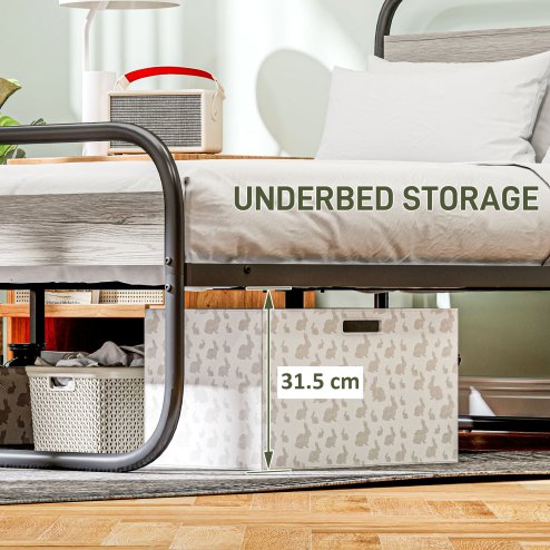 HOMCOM 5ft King Size Bed Frame, Industrial Style Metal Platform Bed Frame with Under Bed Storage, No Box Spring Needed, Easy Assembly, Grey