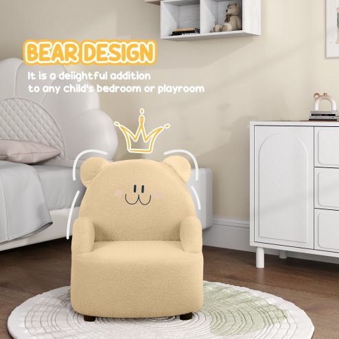 AIYAPLAY Kids Armchair, Bear Shaped Toddler Chair, Baby Armchair for Bedroom Playroom Living Room, for Boys and Girls Aged 18 Months to 3 Years - Khaki