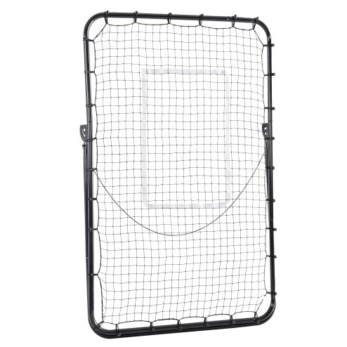 HOMCOM Foldable Football Rebounder Net, Large Football Goal Training Aid Soccer Kickback Target Zone Goal Play Adjustable Angles for  Kids & Adult Black